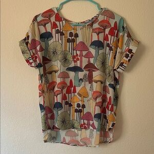 Colorful Mushroom Print Women's Top